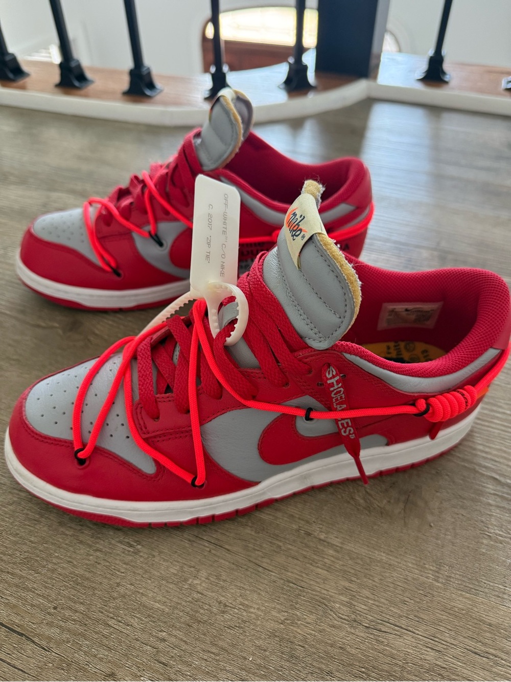 Nike Men’s Off White Dunks—University Red